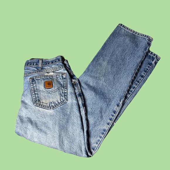 VINTAGE WORKWEAR SKATER CARHARTT BEAUTIFUL FADE JEANS SIZE 34x34 - Picture 1 of 6